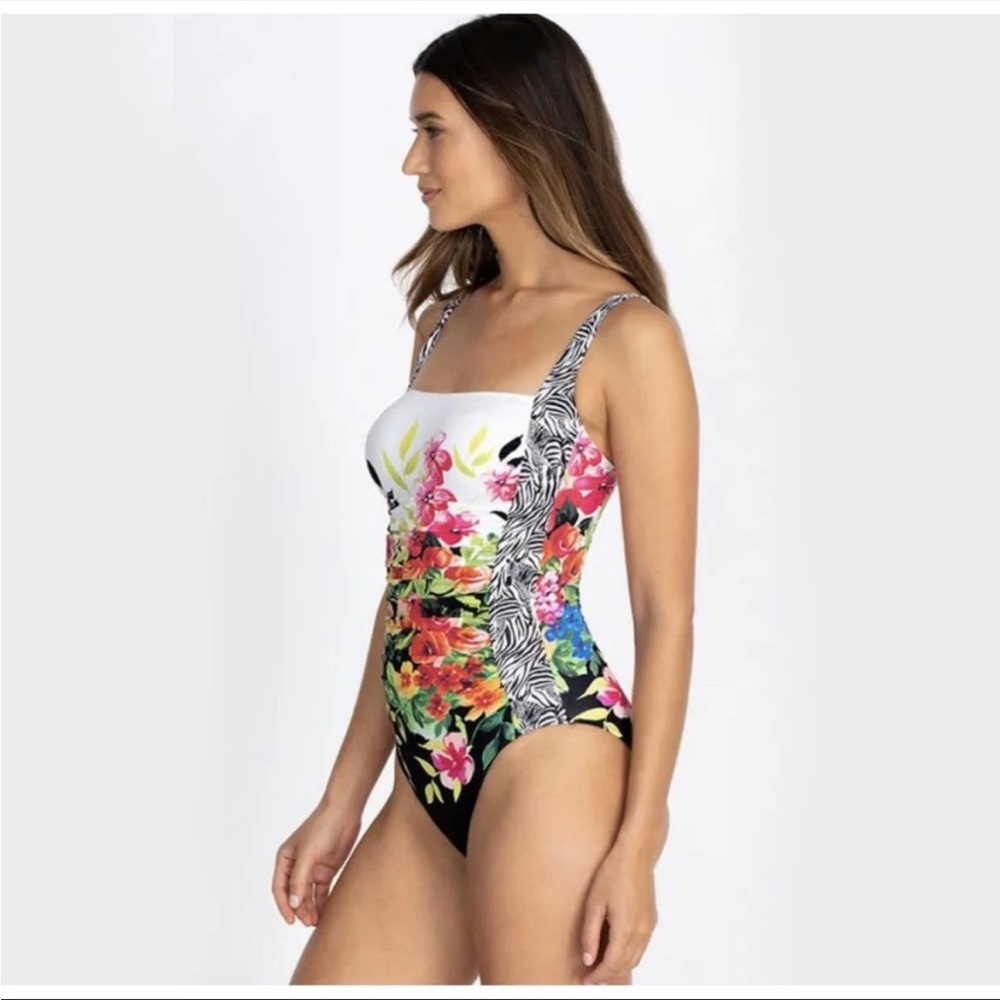 Johnny Was Fay Floral Ruched One Piece Swimsuit - Picture 7 of 16